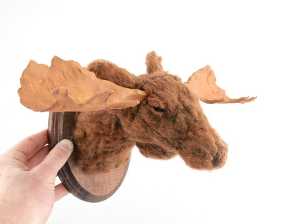 Felt Faux Taxidermy Moose (Alces alces) Wall Mount