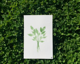 Watercolor painting of leaves 4"x 6"