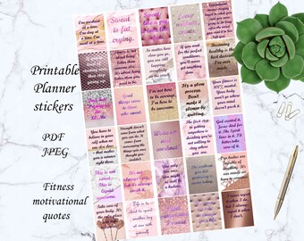 Fitness motivational quotes stickers printable fitness planner stickers workout stickers erin condren planner supplies weight loss stickers