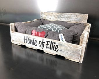 Personalized Pallet Dog Bed in whitewash!! This one's for Ellie and Eli.....Eli, your mom can't keep a secret....