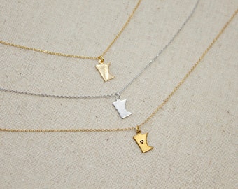 Minnesota Necklace | Minimalist State Silhouette Charm | Minnesotan | Bridesmaids | Wedding Gift | Graduation | Going Away| Mothers Day Gift