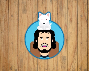 Jon Snow & Ghost (Game of Thrones) Simplistic Vector Illustration Decal/Sticker/Magnet