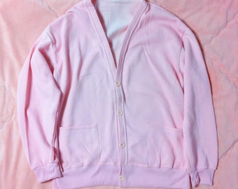 80s Vintage Pink Cardigan, Vintage Light Pink Cardigan, Pastel Pink Cardigan, Vintage Cardigan, Light Pastel Pink Cardigan Sweater