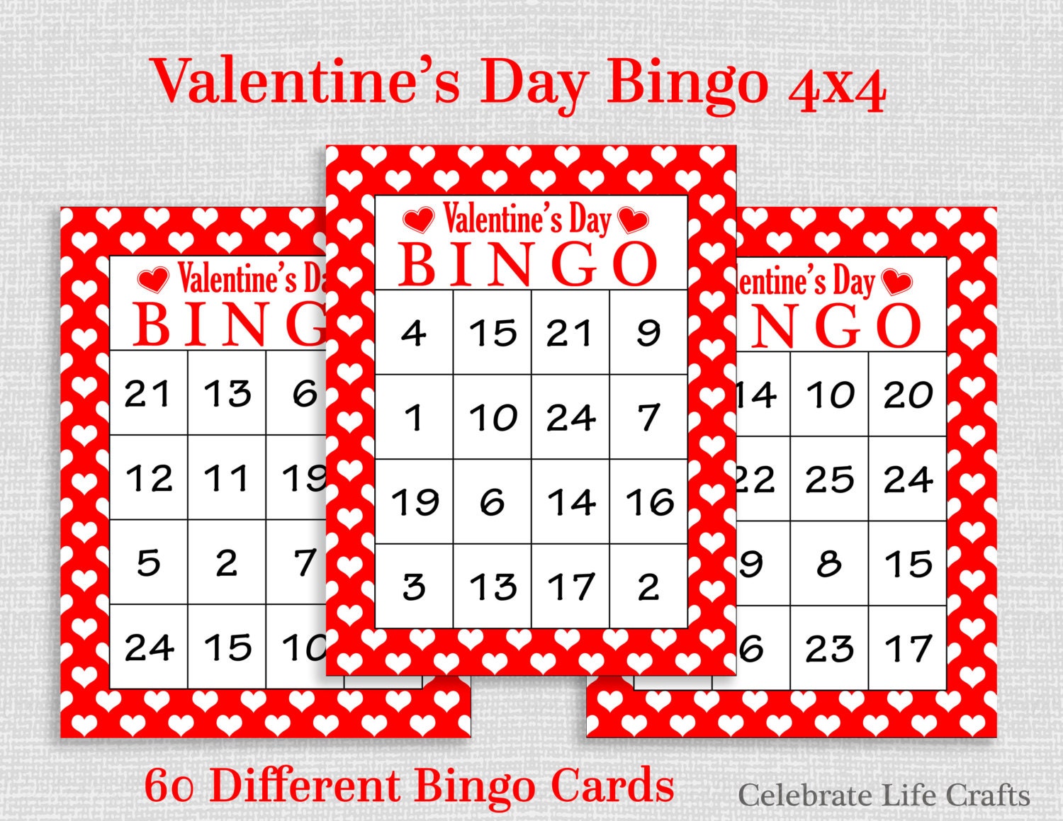 Download Valentine Bingo Game 60 Printable Valentine's Bingo