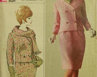 Double-Breasted Suit - 1960's- Simplicity Pattern 6312 Size 16 Bust 36"