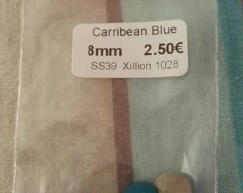 5strass 1lot round carribean blue