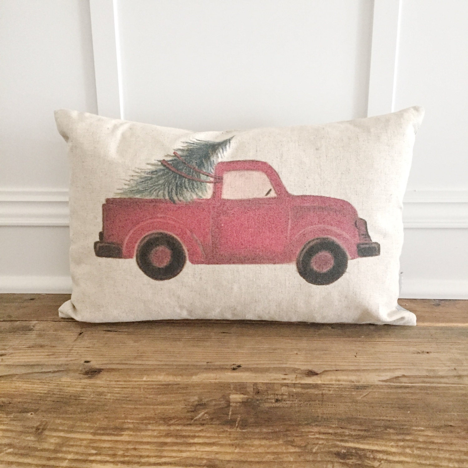 NO WORDS Red Truck Pillow Cover
