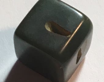 1/2 in Vintage Bakelite Turquoise Blue Cube Button