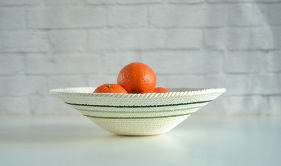 Decorative rope bowl to use as a bread basket or wall display. A boho Mediterranean coil plate perfect as an anniversary gift.