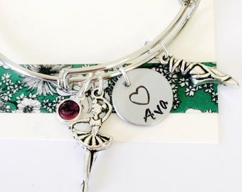 Ballerina Bracelet, Ballerina Jewelry, Adjustable Bangle Bracelet, Dancer Bracelet, Personalized Bracelet, Girls Bracelet, Dance Recital