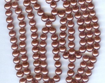 6mm Elegant Mauve Glass Pearls 25pcs