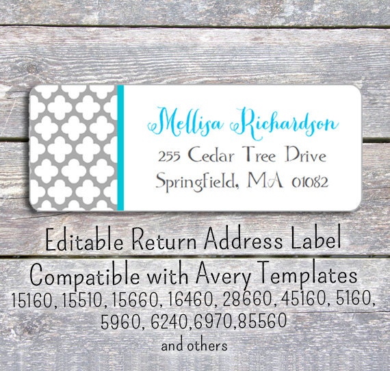 Items similar to EDITABLE- diy Printable, pdf template; Return Address Labels - INSTANT Download ...