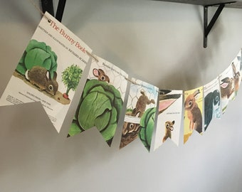 THE BUNNY BOOK page banner bunting garland decoration Vintage book