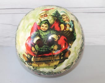 Vintage Large Paper Mache Christmas Candy Holder - Germany, Vintage Paper Mache Candy Container Ball