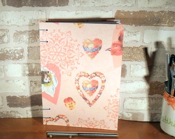 Notebook A5 heart of flowers / / journal / / rosa / / gift / / Valentine's day / / mother's day / / girlfriend