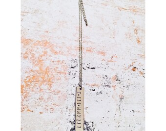 Custom Silver Vertical Bar Necklace