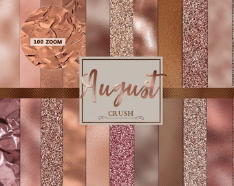 August Crush- 24 Rose Gold Textures- Rose Gold Digital Paper - Rose Gold Textures, Glitter, Gold Foil, Metallic, rose gold digital papers,