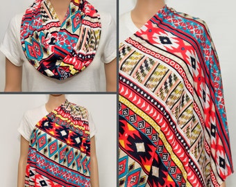Nursing Scarf , Nursing Cover, Nursing Cover Scarf, Nursing Infinity Scarf, Breastfeeding Cover, Infinity Scarf with tribal pattern.