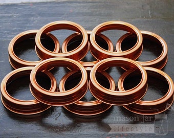 Copper Bands / Rings for Mason Jars | Choose for regular or wide mouth jars | 10 pack