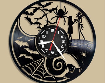 Nightmare before Christmas Jack Skellington Tim Burton Vinyl Wall Clock Art Decor Best Original Vintage Gift For Fans Room Decoration design