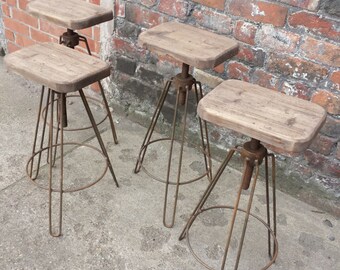 industrial hair pin leg stool adjustable height steel