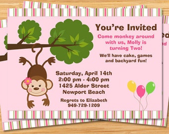 Monkey Birthday Party Invitation