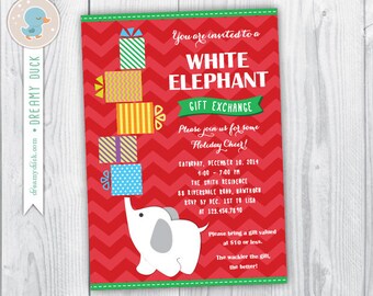 white elephant invitation template diy printable white christmas party white elephant gift flyer