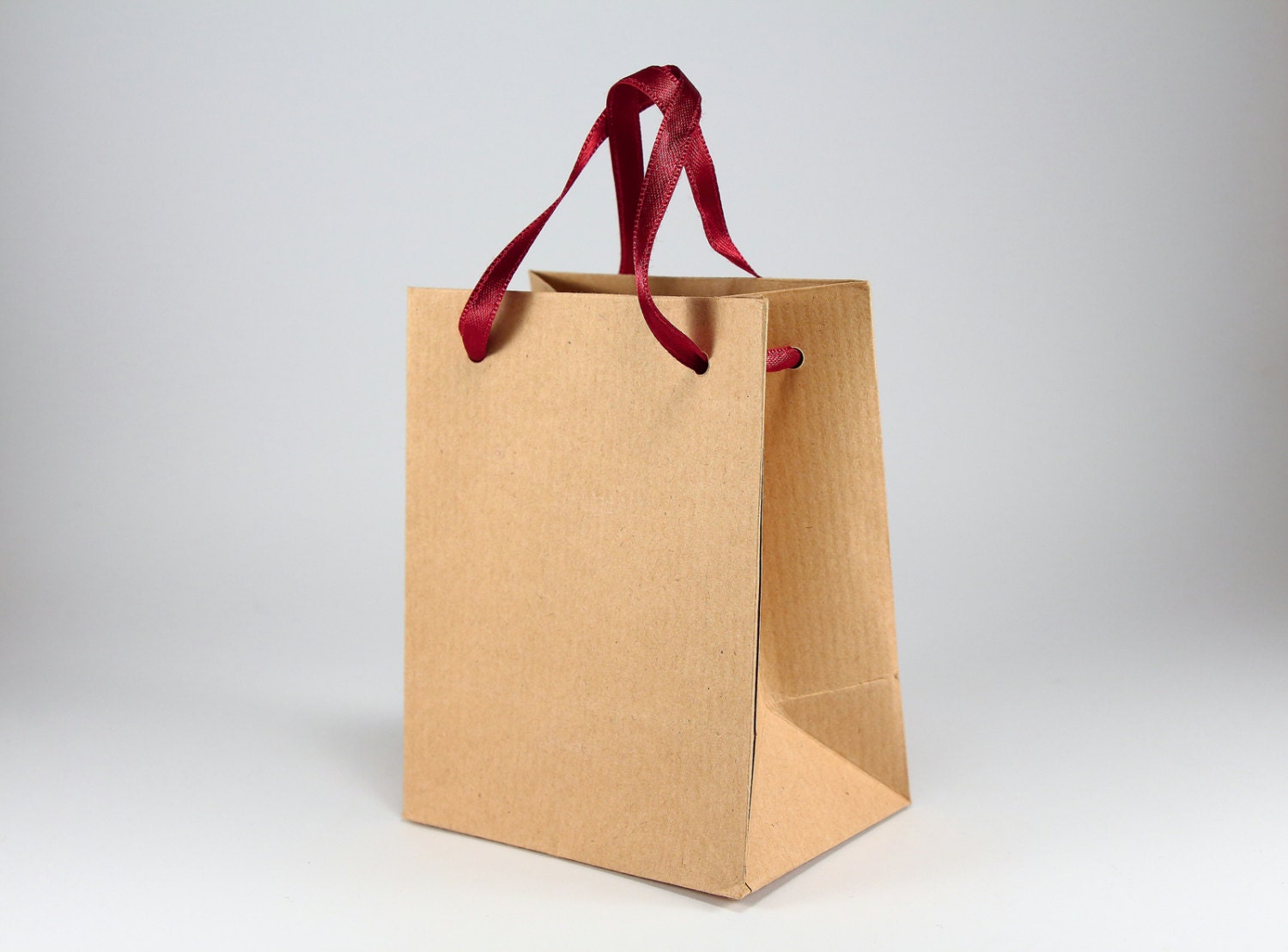 Download 50 Brown Paper Bags with Ribbon Handles Extra Small Kraft