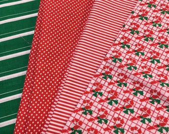 Christmas Fabric Candy Cane Stripes Polka Dot 3 yards