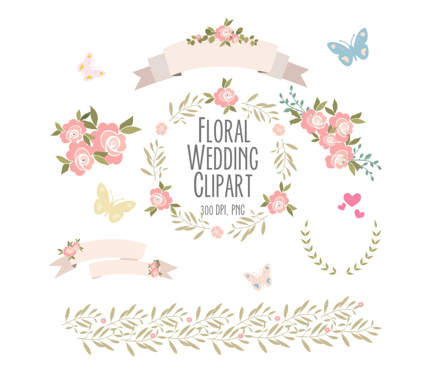 Floral Roses Clipart Set 3 Wedding Digital Wreath Floral Roses Clipart Set 3 Wedding Digital Wreath