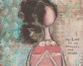 scripture art, 8x8, mixed media art, art print on wood