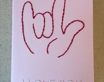 Hand Embroidered Moleskine Notebook - I Love You