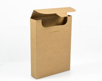 KRAFT PAPER BOX (Set of 5 Boxes) - 350gsm Kraft Flip Top Box (15.5cm x 10.8cm x 1.5cm)
