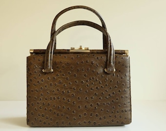 Faux ostrich leather bag ca 1960s