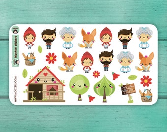 26 Red Riding Hood Stickers / Planner Stickers / Journal Stickers