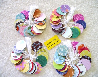 50 - ROUND PRESTRUNG TAGS Assorted - Free Secondary Shipping