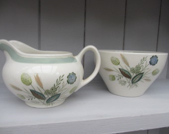 Woods Ware Clovelly Vintage Creamer Milk Jug Sugar Bowl Retro Mid Century