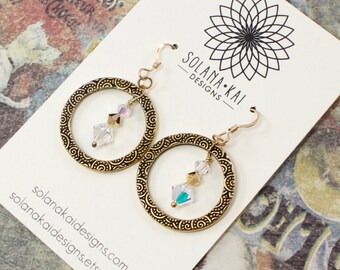 Gold Crystal Earrings For Her | Gold Christmas Earrings For Women | Gold Party Earrings Gift For Her | Solana Kai Designs | Portland OR