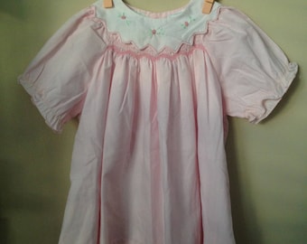 Vintage Smocked Pink Dress for Baby 3 Years