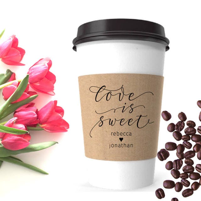 Custom Wedding Stamp Paper Coffee Cups Custom Coffee