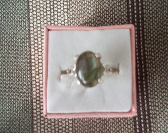 Labradorite Cabochon Sterling Silver Ring 14x10mm - Size 7