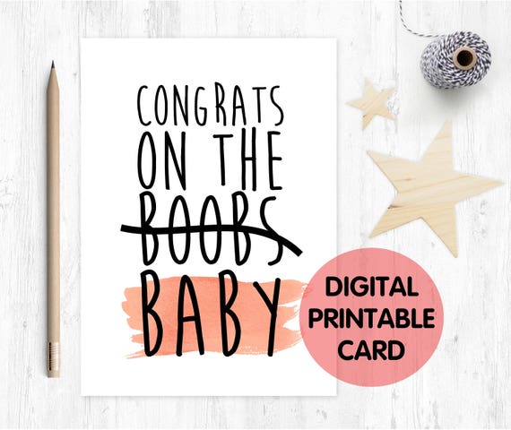 funny pregnancy card, funny new mum card, new baby card, congrats on the baby, boobs pregnancy card, expecting card, congrats on the boobs