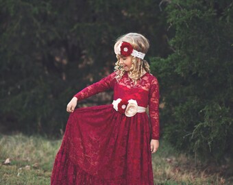 cranberry flower girl dress