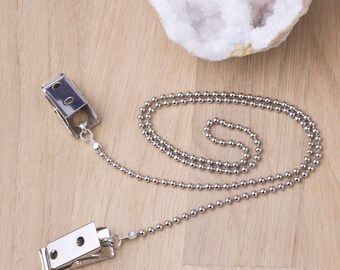 Napkin chain - ball chain napkin clips | napkin cord | silver serviette holder | ball napkin neck chain | Foodie | Dining | Gift for dad