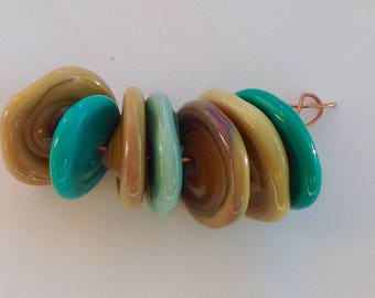 Lampwork disk Glass Beads