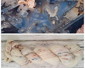 Hand Dyed Yarn, Merino, DK Weight Tonal Yarn Perfect for Hats, Cowls, Scarves, Sweaters and Mittens - Speckled Blue Thunderegg
