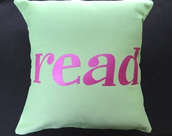 Read Embroidered Pillow Cover