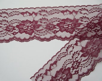 Burgundy Lace Trim Ribbon 4" inch wide DIY Wedding Lace Invitations Floral Lace Sewing Bridal Gift Wrap Gift Basket Home Decor Wreath wl111