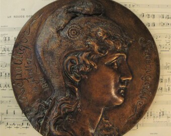 Rare Large Antique French Bronze Plaque Marianne Republique Francaise c1880