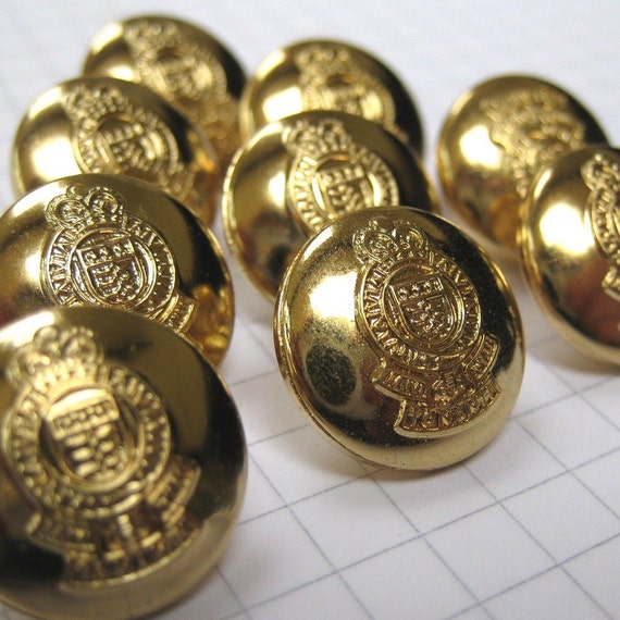 10 Shiny Gold Shank Buttons